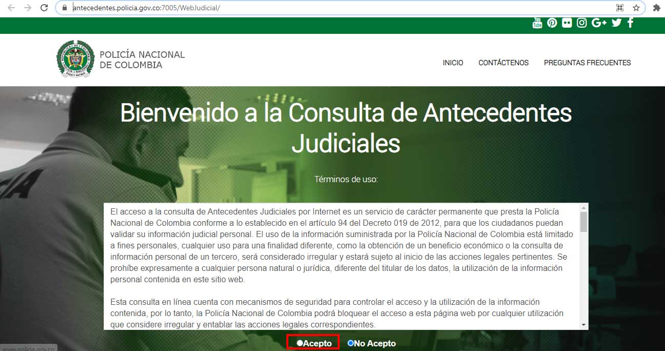 Aceptacion Terminos Policia Nacional