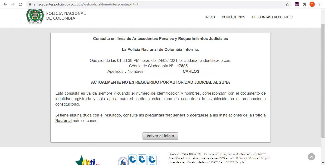 Certificado Con Antecedentes Judiciales